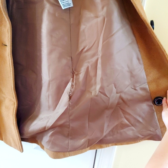 Used Kenneth Cole Camel Dress Coat sz 4 - Picture 6 of 11